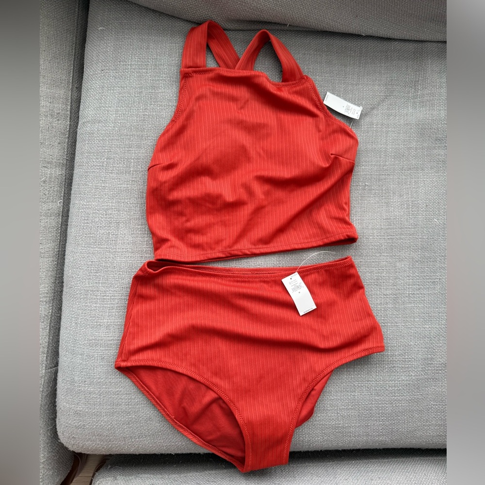 Old Navy Red Ribbed Women's Swimsuit